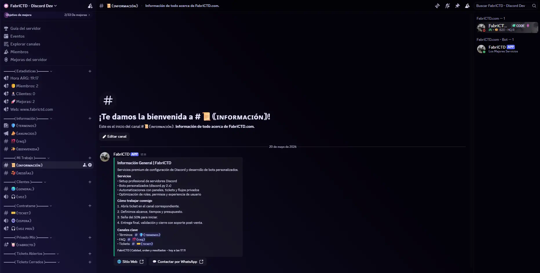 Preview de interfaz del servidor